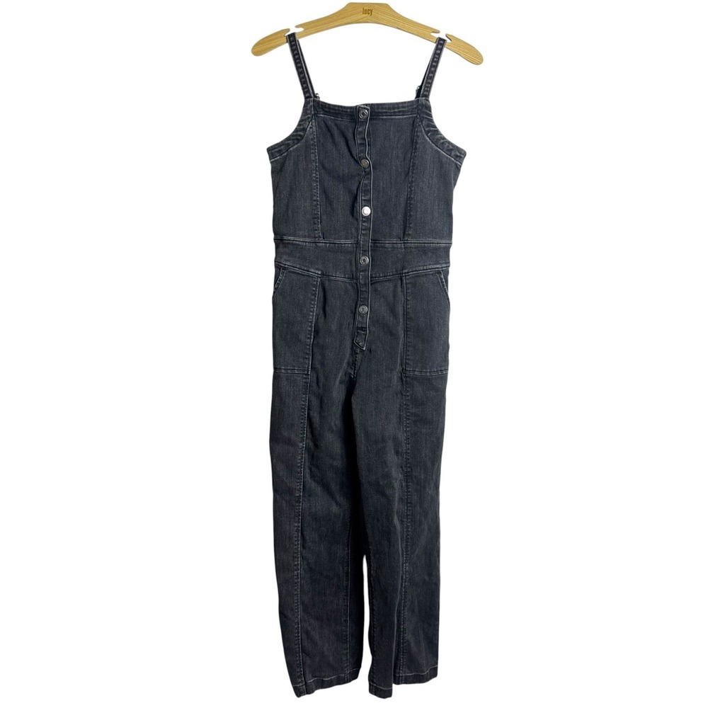Abercrombie Kids 15/16 Washed Black Denim Jumpsuit Overalls
